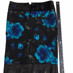 Cl Chiamo Piccola Blue Floral Lined Pencil Skirt Styled In Italy Waist: 30